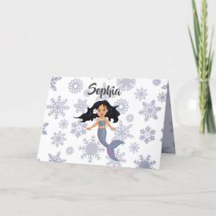 Cartes Pour Fêtes Annuelles Flocon de neige de Noël Sirène violette personnell