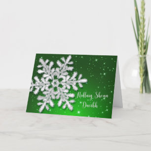 Cartes Pour Fêtes Annuelles Flocon de neige en argent de Noël irlandais sur ve