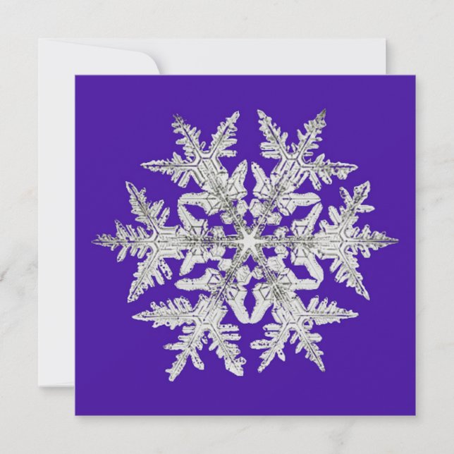 Cartes Pour Fêtes Annuelles Flocon de neige géométrique argenté sur violet cla (Devant)