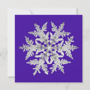 Cartes Pour Fêtes Annuelles Flocon de neige géométrique argenté sur violet cla