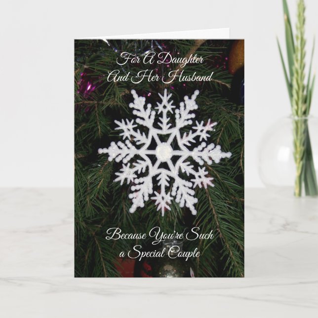 Cartes Pour Fêtes Annuelles Flocon de neige - Mari de fille Noël personnalisé (Devant)