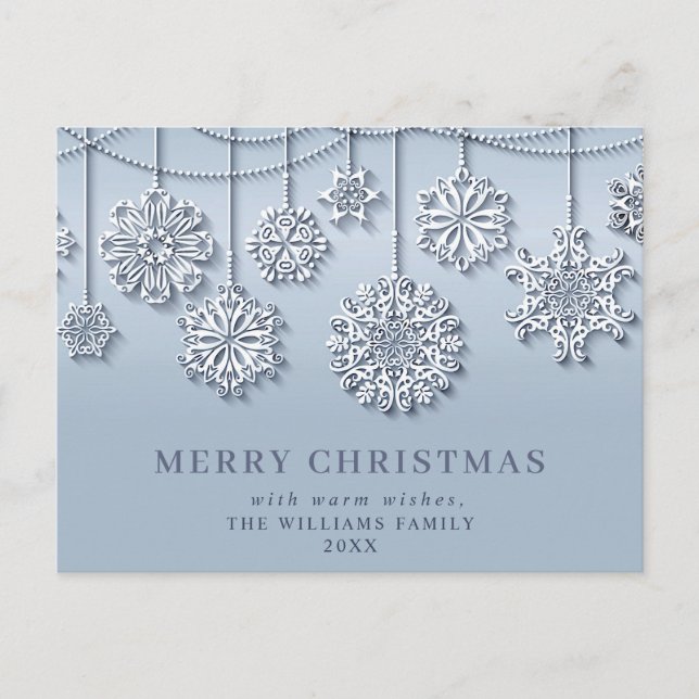 Cartes Pour Fêtes Annuelles Flocon de neige moderne élégant Salutation de Noël (Devant)