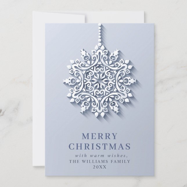 Cartes Pour Fêtes Annuelles Flocon de neige moderne élégant Salutation de Noël (Devant)