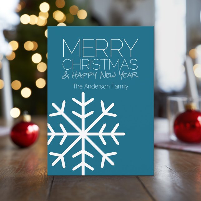 Cartes Pour Fêtes Annuelles Flocon de neige moderne Joyeux Noël - Non photo (Modern, Minimal Christmas Card with Large Snowflake)