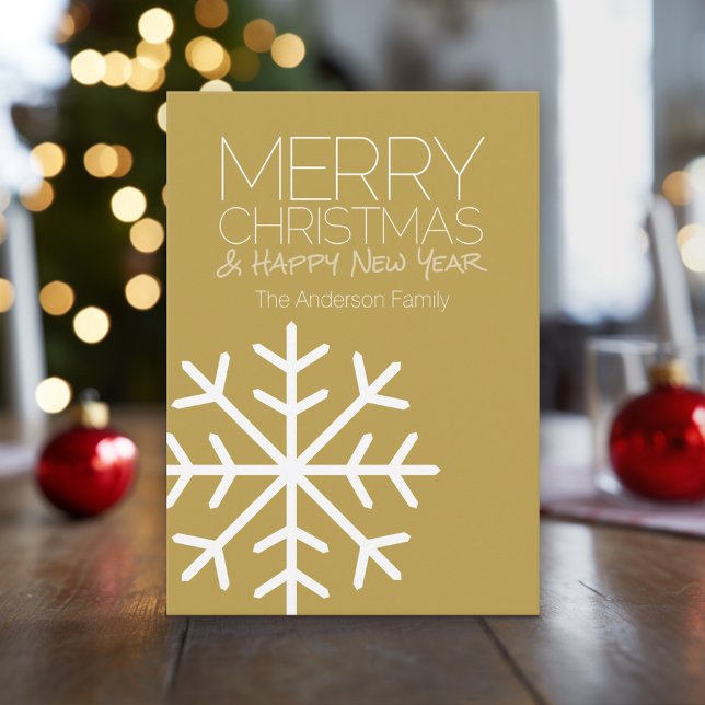 Cartes Pour Fêtes Annuelles Flocon de neige moderne Joyeux Noël - Non photo (Modern, minimal Christmas Card - No Photo)