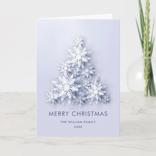 Cartes Pour Fêtes Annuelles Flocon de neige moderne voeux Arbre de Noël (Devant)