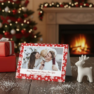 Cartes Pour Fêtes Annuelles Flocon De Neige Rouge Et Blanc Classique Photo De 