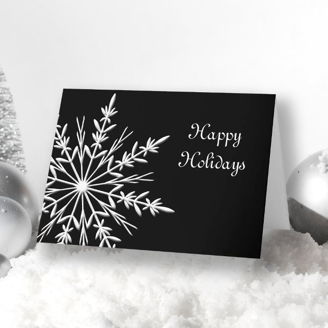 Cartes Pour Fêtes Annuelles Flocon de neige sur le Noir Business Noël (Créateur téléchargé)