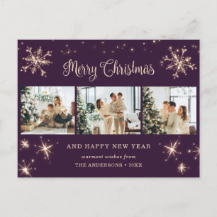 Cartes Pour Fêtes Annuelles Flocon de neige violet 3 photo Collage