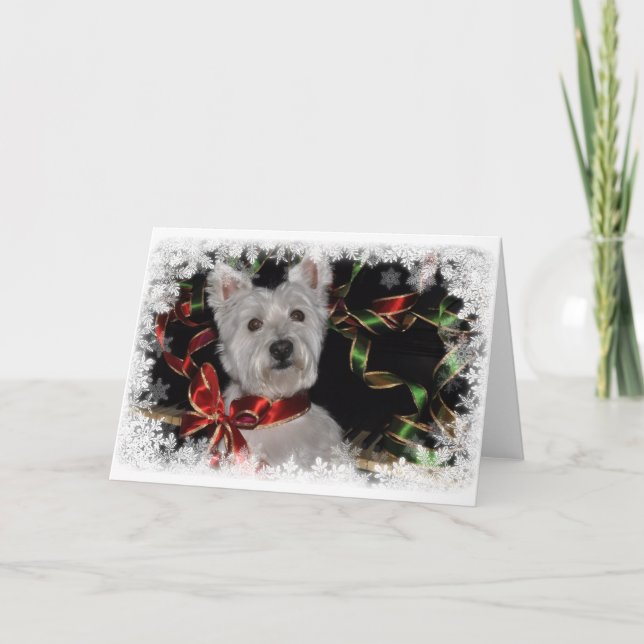 Cartes Pour Fêtes Annuelles Flocon de neige Westie (Devant)