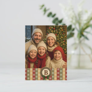 Cartes Pour Fêtes Annuelles flocon de Noël rayé coloré traditionnel