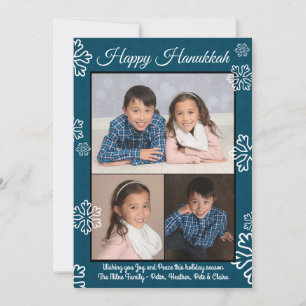 Cartes Pour Fêtes Annuelles Flocons de neige bleus - Hanukkah Photo Flat