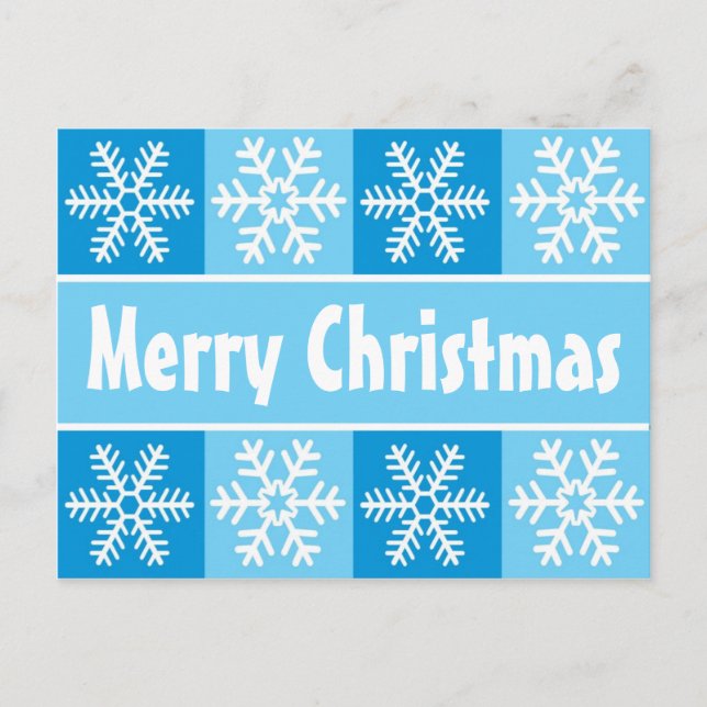 Cartes Pour Fêtes Annuelles Flocons de neige de Noël bleus (Devant)