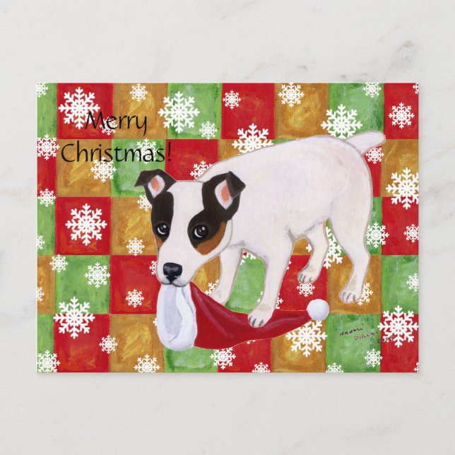 Cartes Pour Fêtes Annuelles Flocons de neige de Noël de Jack Russell Terrier (Devant)