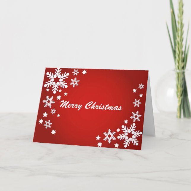Cartes Pour Fêtes Annuelles Flocons de neige et étoiles rouges (Devant)