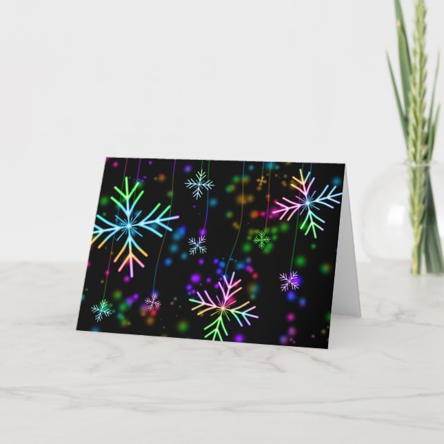 Cartes Pour Fêtes Annuelles flocons de neige multicolores conception de Noël (Devant)