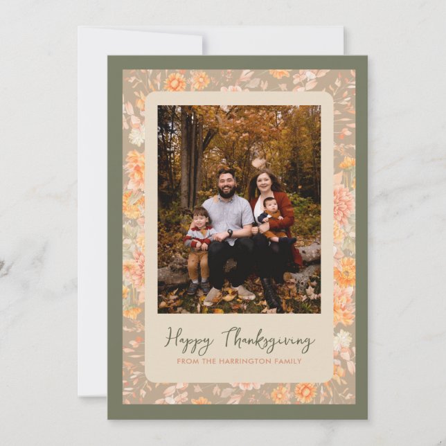 Cartes Pour Fêtes Annuelles Floral Automne Bon thanksgiving d'automne photo (Devant)