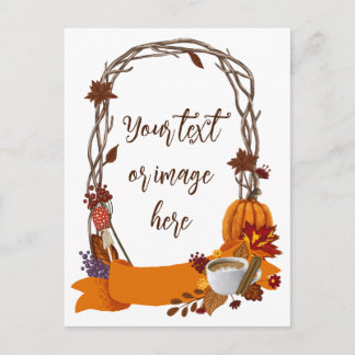 Cartes Pour Fêtes Annuelles Floral Automne Fleurs Citrouille Café