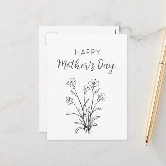 Cartes Pour Fêtes Annuelles Floral Bouquet Bonne fête des mères (Devant/Arrière en situation)