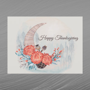 Cartes Pour Fêtes Annuelles Floral de la lune de paille orange de Thanksgiving