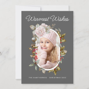 Cartes Pour Fêtes Annuelles Floral d'hiver et Evergreens Photo de vacances