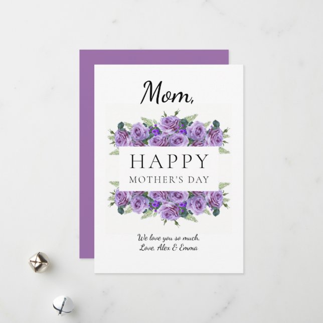 Cartes Pour Fêtes Annuelles Floral Élégante calligraphie Fête des Mères (Devant/Arrière en situation)