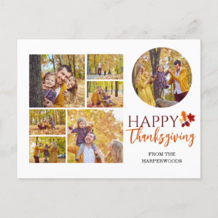 Cartes Pour Fêtes Annuelles Floral Fall Moderne Bon thanksgiving photo de fami