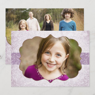 Cartes Pour Fêtes Annuelles Floral Grunge double face Mauve 2 Photo Holiday