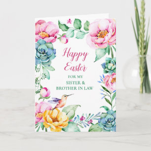 Cartes Pour Fêtes Annuelles Floral Happy Soeur de Pâques et Frère en Droit