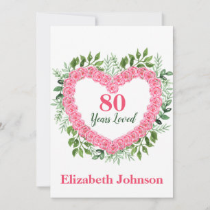 Cartes Pour Fêtes Annuelles Floral Heart 80th Birthday Card pour femmes