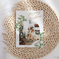 Floral Moderne Rustique Famille Photo Noël
