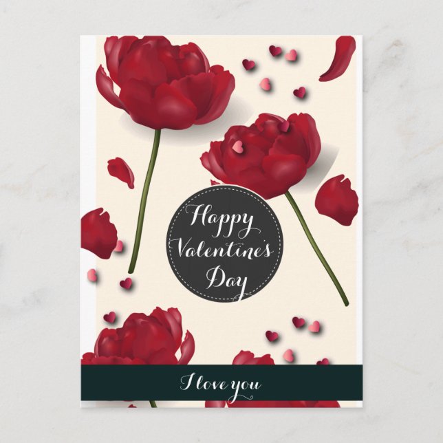 Cartes Pour Fêtes Annuelles Floral Red Love (Devant)