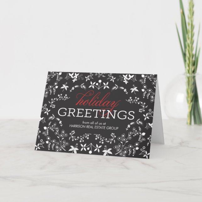Cartes Pour Fêtes Annuelles Floral Salutations Business Holiday Card (Devant)