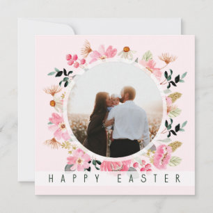 Cartes Pour Fêtes Annuelles Floral Spring Rose Ajouter Votre Photo Joyeux Pâqu