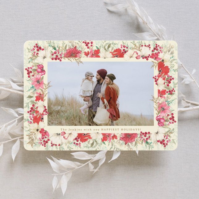 Cartes Pour Fêtes Annuelles florale luxuriante belle photo botanique de noël (Créateur téléchargé)
