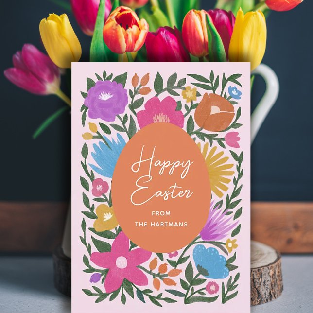 Cartes Pour Fêtes Annuelles Florales colorées audacieuses Élégantes Pâques | O (Créateur téléchargé)