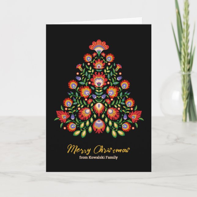 Cartes Pour Fêtes Annuelles Florales enchantées : Noël inspiré du folklore (Devant)