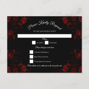 Cartes Pour Fêtes Annuelles Flore rouge profond Élégant Mariage gothique