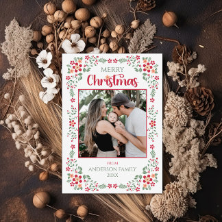 Cartes Pour Fêtes Annuelles Flore verdure Élégant Un Noël Photo