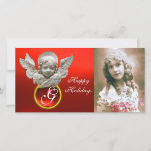 Cartes Pour Fêtes Annuelles FLORENTINE RENAISSANCE ANGEL rouge rubis Gem Monog