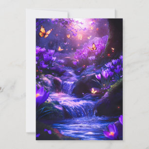 Cartes Pour Fêtes Annuelles Flores en cascade de lavande de minuit