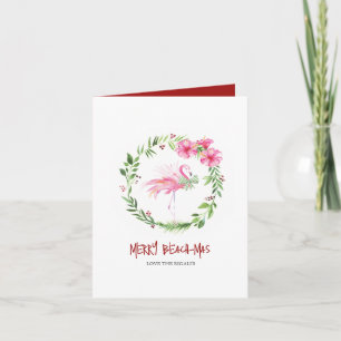 Cartes Pour Fêtes Annuelles Florida Beach Flamant rose tropical Noël