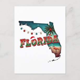 Cartes Pour Fêtes Annuelles Floride Christmas State Map Illustration Holida