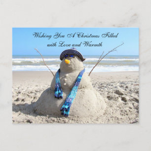 Cartes Pour Fêtes Annuelles Floride Snowman / SnowWoman ( plage ) Noël