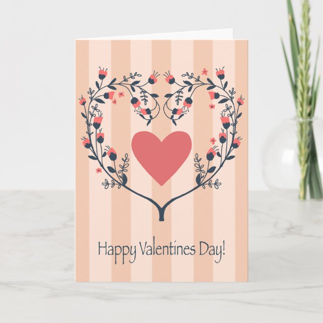 Cartes Pour Fêtes Annuelles Flower Heart Design Valentine Card (Devant)