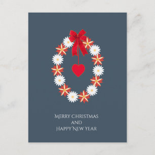 Cartes Pour Fêtes Annuelles Flowered Joyeux Noël - Fleur de couronne, margueri