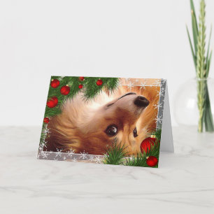 Cartes Pour Fêtes Annuelles Fluff de Corgi gallois de vacances avec ampoules r