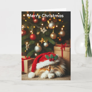 Cartes Pour Fêtes Annuelles Fluffy cat christmas card