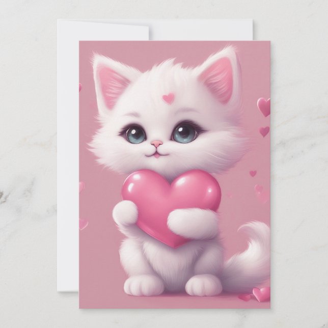 Cartes Pour Fêtes Annuelles Fluffy White Love Kitten (Devant)