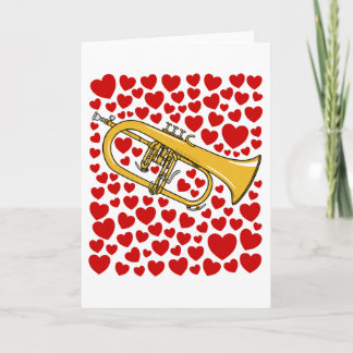 Cartes Pour Fêtes Annuelles Flugelhorn With Hearts Valentines Anniversary Card